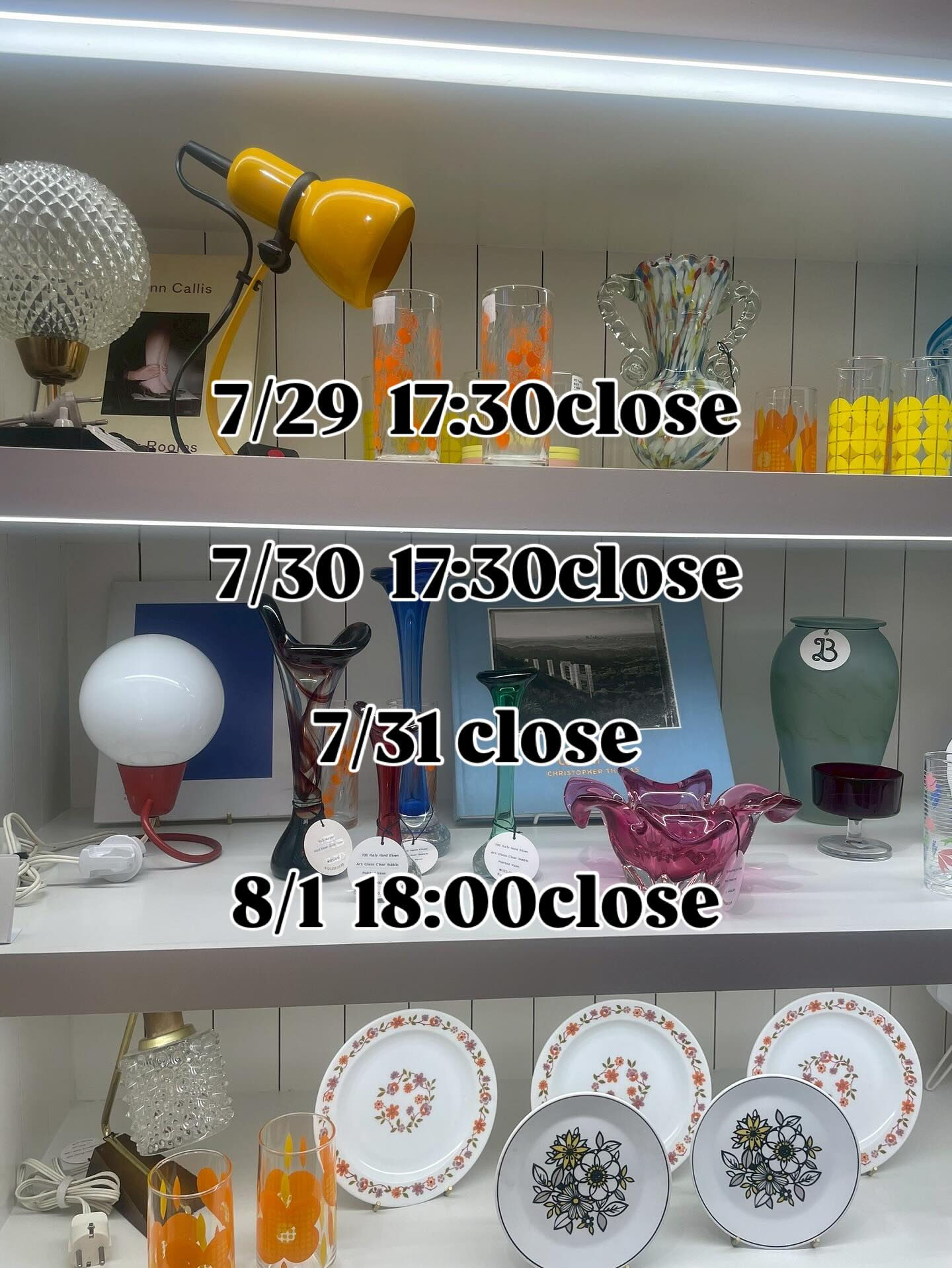7/28〜の週は営業時間変則的です🙇‍♀️